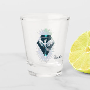 Wonderful white fantasy phoenix. shot glass