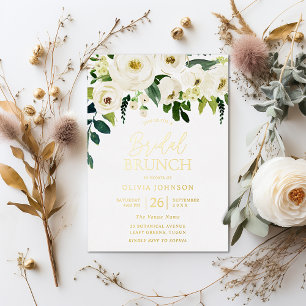 Wonderful White Floral Bridal Shower Brunch Gold  