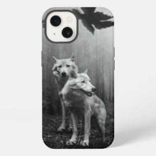 Wonderful Wolves Black and White Leaf Us Alone iPhone 13 Case