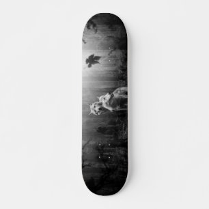 Wonderful Wolves Black and White Leaf Us Alone Skateboard