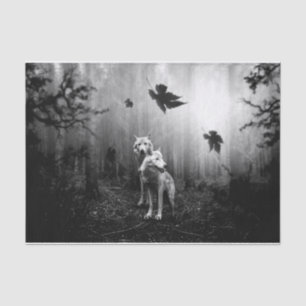Wonderful Wolves Black and White Leaf Us Alone  Tissue Paper