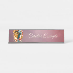 Wonderful woman whose long, flowing hair desk name plate