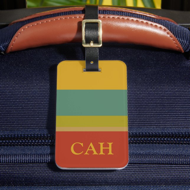 Wonderful World Palette Stripe Monogram Luggage Tag (Front Insitu 2)