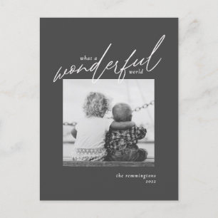 Wonderful World Simple Photo Christmas Black Holiday Postcard