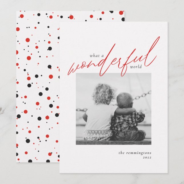 Wonderful World Simple Photo New Year Holiday Card (Front/Back)