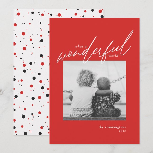 Wonderful World Simple Photo New Year Red Holiday (Front/Back)