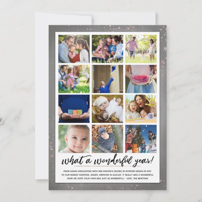 Wonderful Year-in-Review | New Year Photo Card (Front)