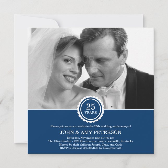 Wonderful Years Anniversary Invitation (Navy) (Front)