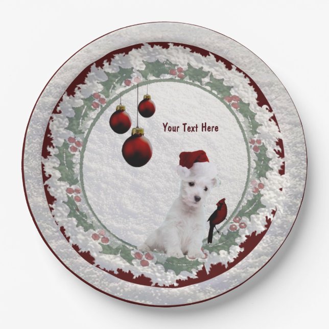 Wonderfully Adorable Westie Puppy Paper Plates (Front)