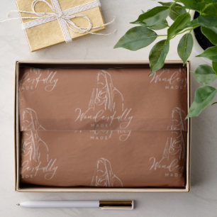 Wonderfully Made Brown White Jesus Line Art Gift Tissue Paper