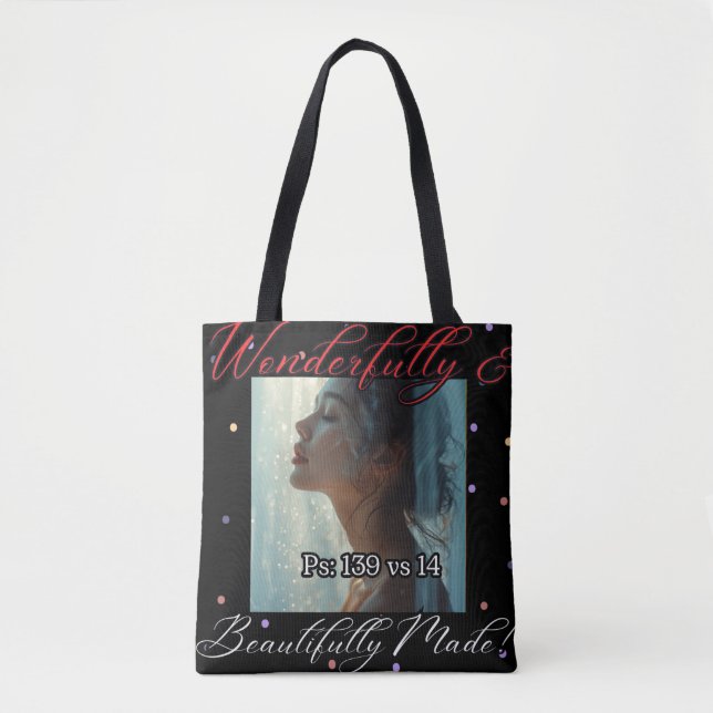 Wonderfully Made Multi-Colour Polka Dot Tote Bag (Front)