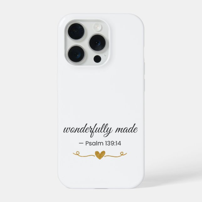 Wonderfully Made Psalm 139:14 Minimalist Christian iPhone Case (Back)