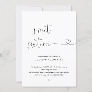 Wonderfully Simple Sweet Sixteen Birthday Party Invitation