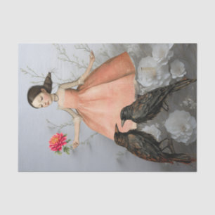 Wonderfully Weird Vintage Girl Florals & Raven Tissue Paper