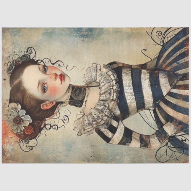 Wonderfully Weird Vintage Girl Tissue Paper (Front)