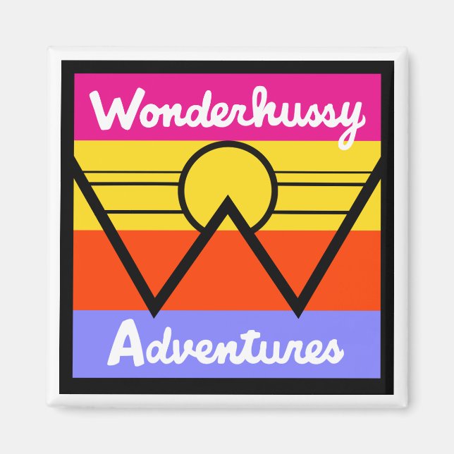 Wonderhussy Adventures Sunset Mountain Logo Magnet (Front)