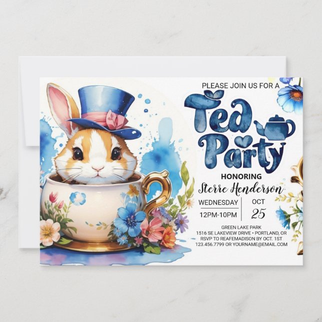 Wonderland Adventure Tea Party Baby Shower Invitation (Front)