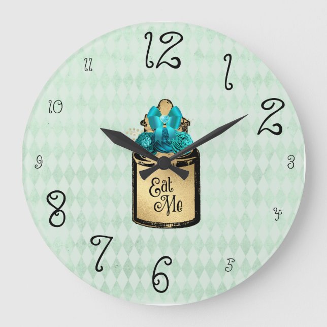 Wonderland Alice Drink Me Big and Small Vintage  Large Clock (Front)