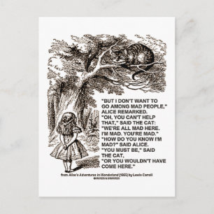 Wonderland Alice Go Among Mad People Quote Postcard