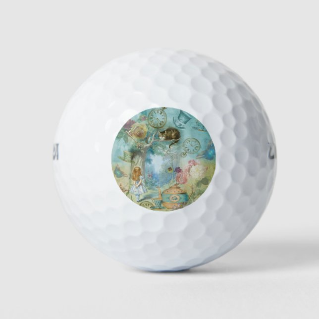 Wonderland - Alice In Wonderland Collage Golf Balls (Front)
