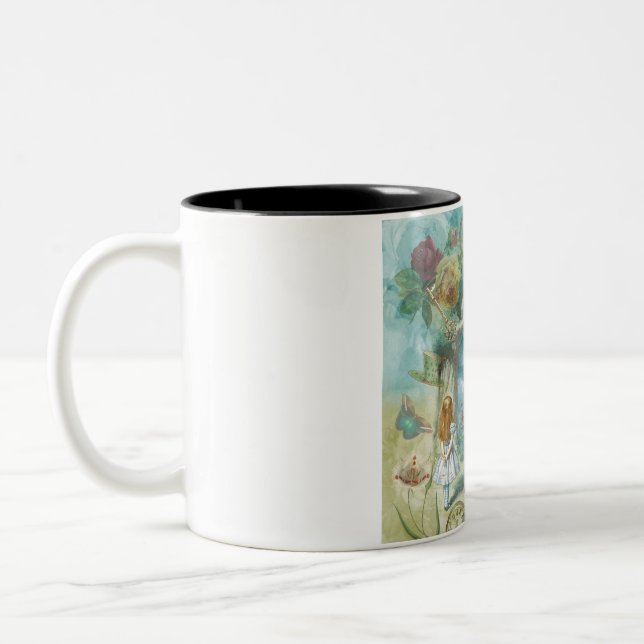 Wonderland - Alice In Wonderland Collage Two-Tone Coffee Mug (Left)