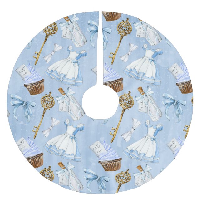 Wonderland Alice Pattern Brushed Polyester Tree Skirt (Front)