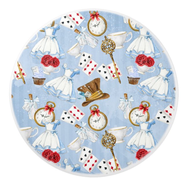 Wonderland Alice Pattern Ceramic Knob (Front)