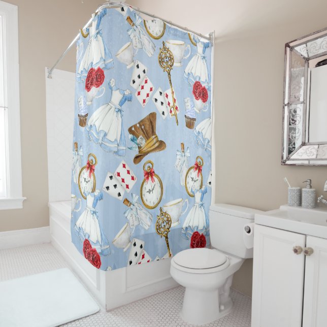 Wonderland Alice Pattern Shower Curtain (In Situ)