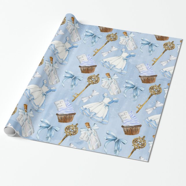 Wonderland Alice Pattern Wrapping Paper (Unrolled)