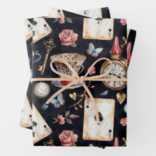 Wonderland Alice Pattern  Wrapping Paper Sheet