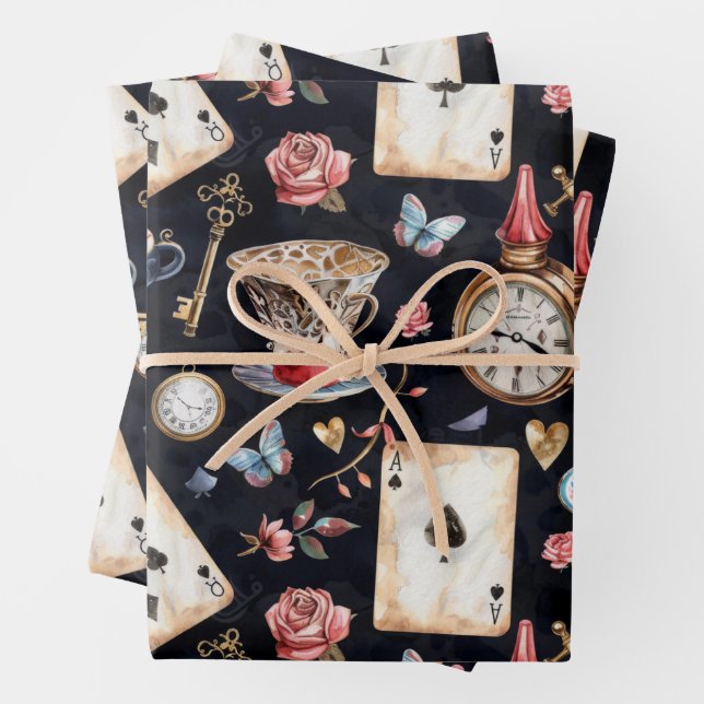 Wonderland Alice Pattern  Wrapping Paper Sheet (In situ)