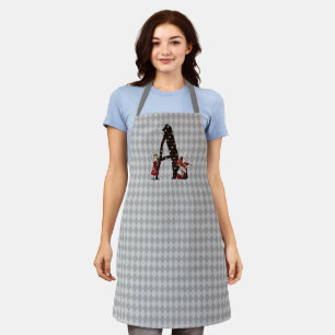 Wonderland Alice & Queen of Hearts Letter A  Apron