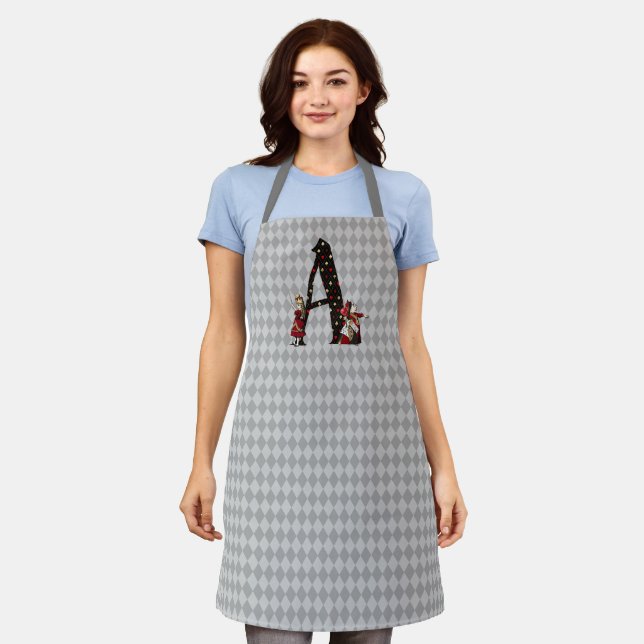 Wonderland Alice & Queen of Hearts Letter A  Apron (Worn)