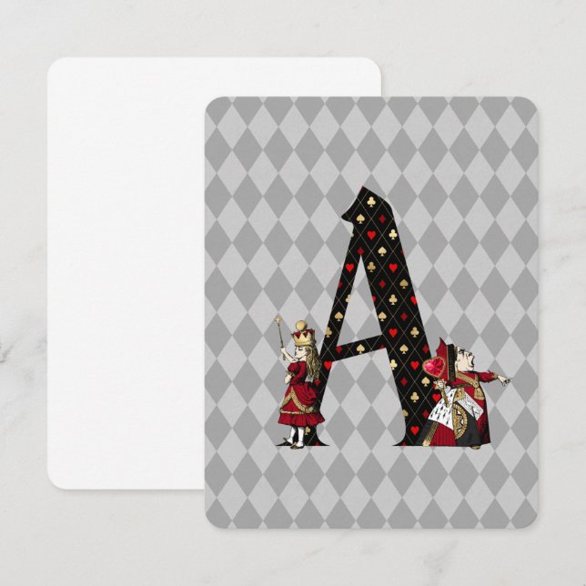 Wonderland Alice & Queen of Hearts Letter A  Card (Front/Back)