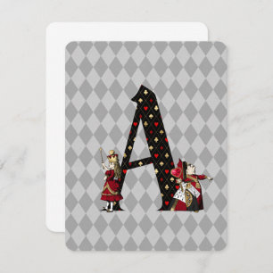 Wonderland Alice & Queen of Hearts Letter A  Card