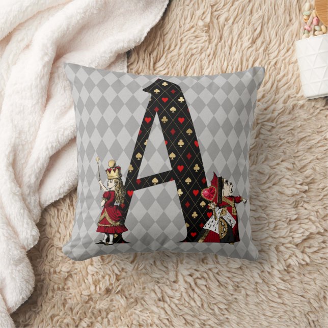 Wonderland Alice & Queen of Hearts Letter A Cushion (Blanket)