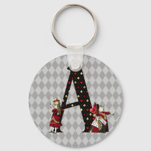 Wonderland Alice & Queen of Hearts Letter A    Key Ring
