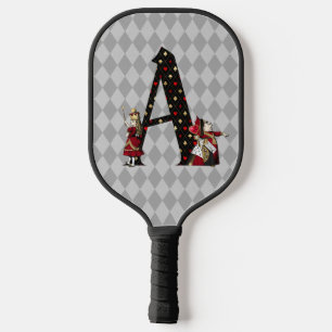 Wonderland Alice & Queen of Hearts Letter A   Pickleball Paddle