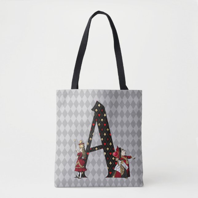 Wonderland Alice & Queen of Hearts Letter A  Tote Bag (Front)