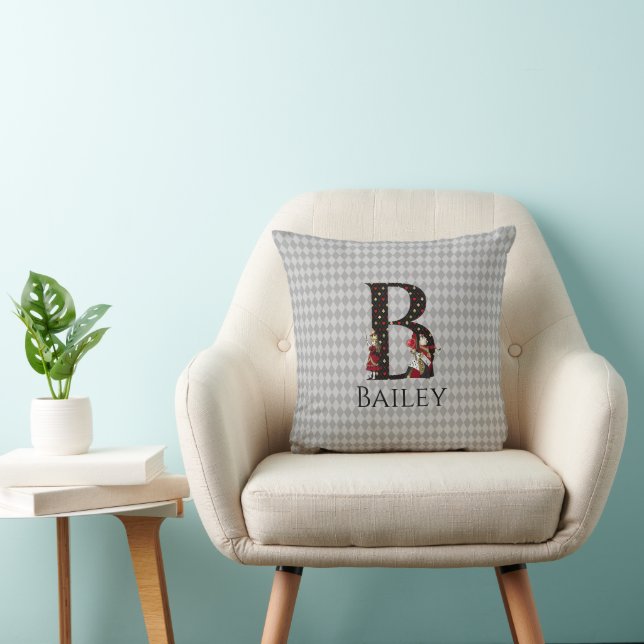 Wonderland Alice & Queen of Hearts Letter B  Cushion (Chair)