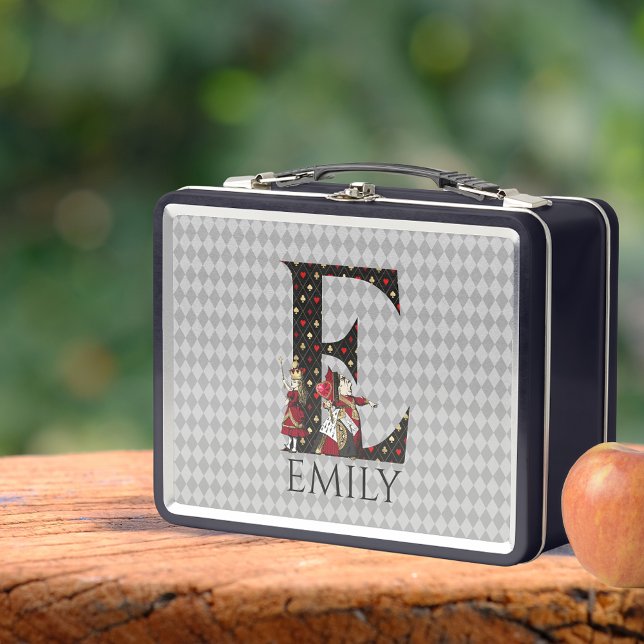 Wonderland Alice & Queen of Hearts Letter E   Metal Lunch Box (Creator Uploaded)