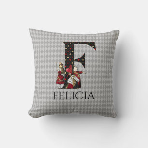 Wonderland Alice & Queen of Hearts Letter F Cushion