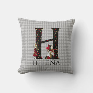 Wonderland Alice & Queen of Hearts Letter H Cushion