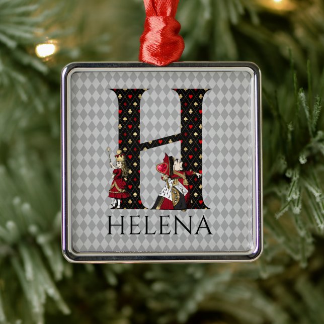 Wonderland Alice & Queen of Hearts Letter H   Metal Tree Decoration (Tree)