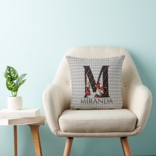 Wonderland Alice & Queen of Hearts Letter M Cushion