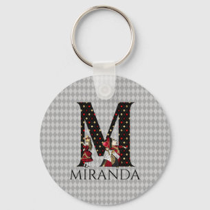 Wonderland Alice & Queen of Hearts Letter M Key Ring