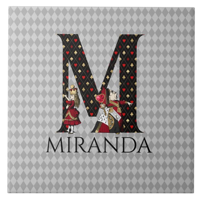 Wonderland Alice & Queen of Hearts Letter M  Tile (Front)