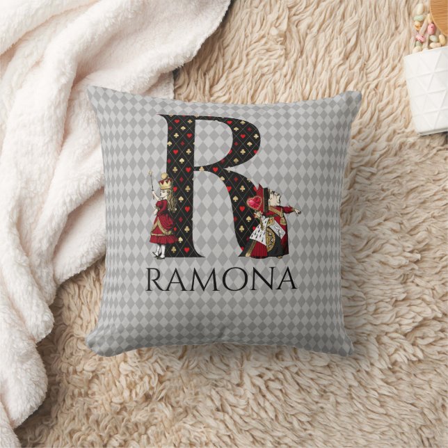 Wonderland Alice & Queen of Hearts Letter R Cushion (Blanket)