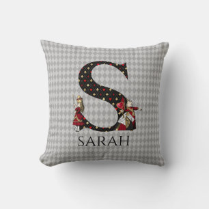Wonderland Alice & Queen of Hearts Letter S Cushion