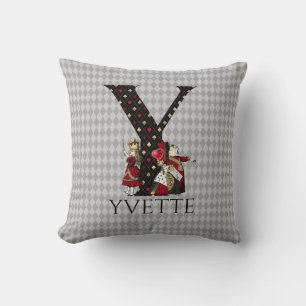Wonderland Alice & Queen of Hearts Letter Y Cushion